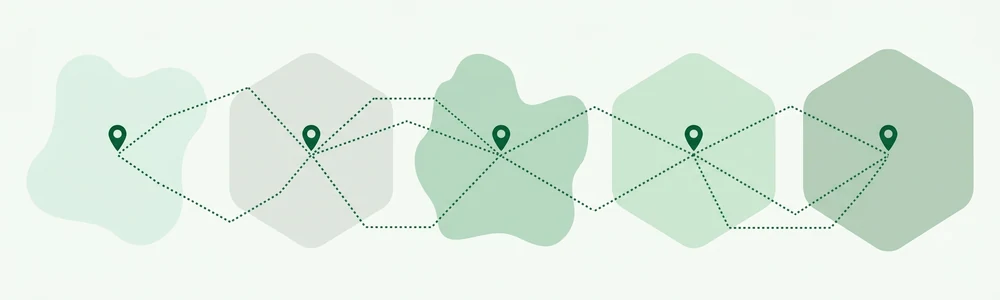 Illustration of five connected regions representing Islamabad, Rawalpindi, Attock, Jhelum, and Chakwal districts covered by IESCO
